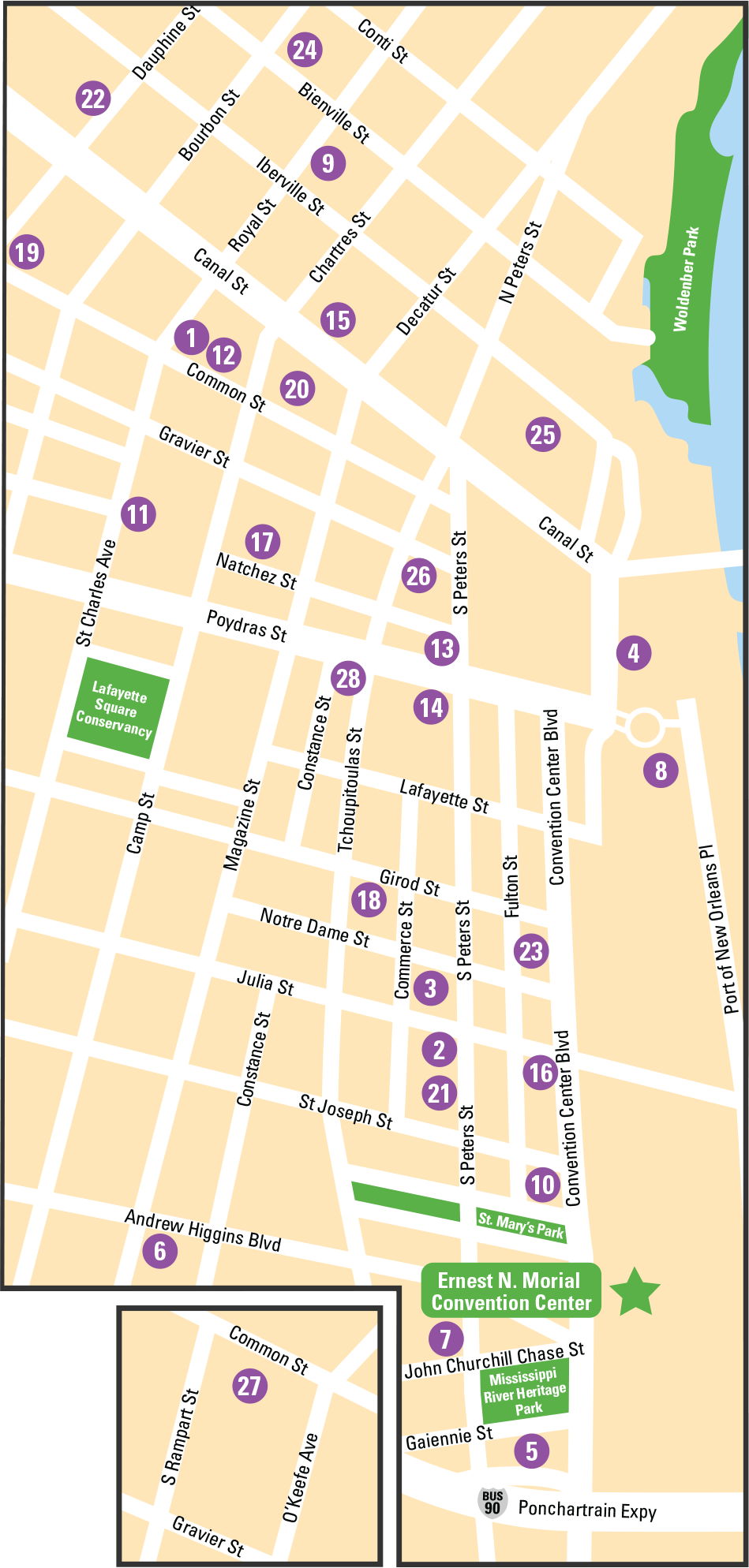Map of New Orleans hotels