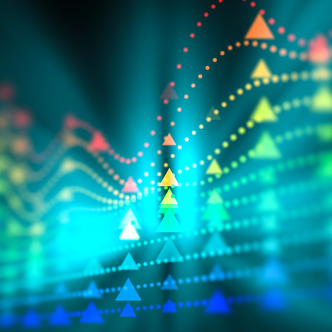 Abstract image of colorful arrows and dotted lines