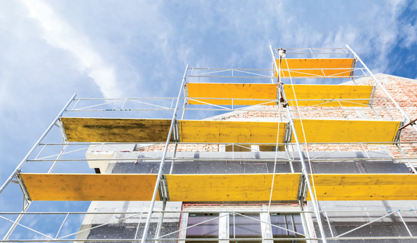 Scaffolding pointing towards the sky