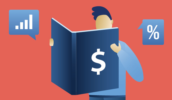 Illustration of person reading a finance book