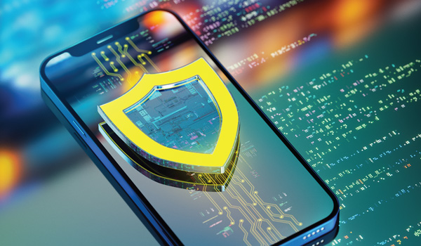 A shield on top of a cell phone