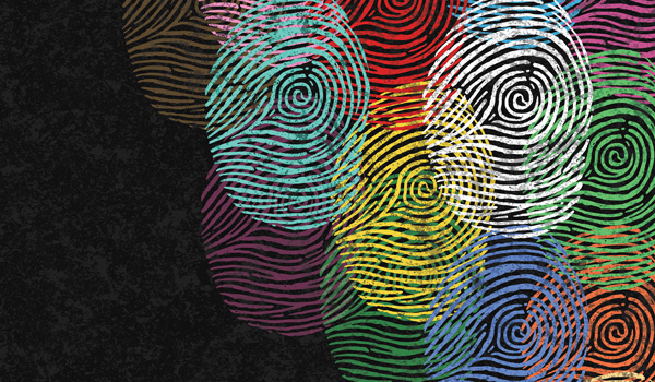 Illustration of multi-colored fingerprints